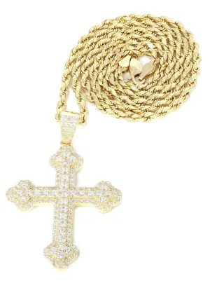 10K Yellow Gold Cross Necklace | Appx. 12.4 Grams