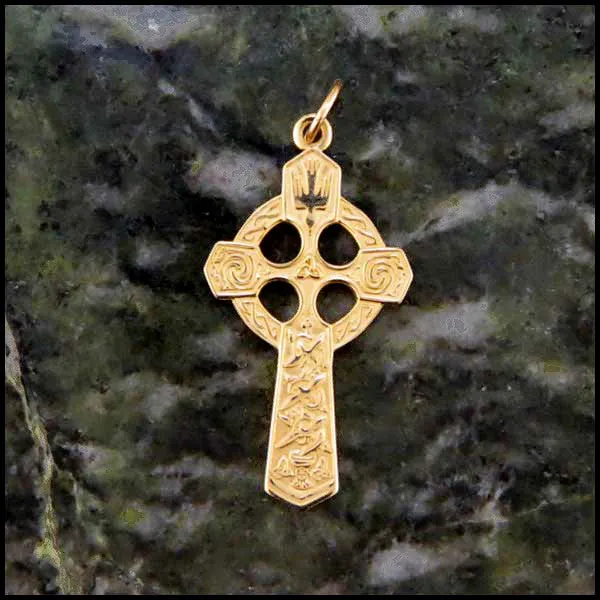 14K Gold Small Trinity Celtic Cross Pendant