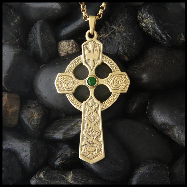 14K Gold Trinity Celtic Cross Pendant