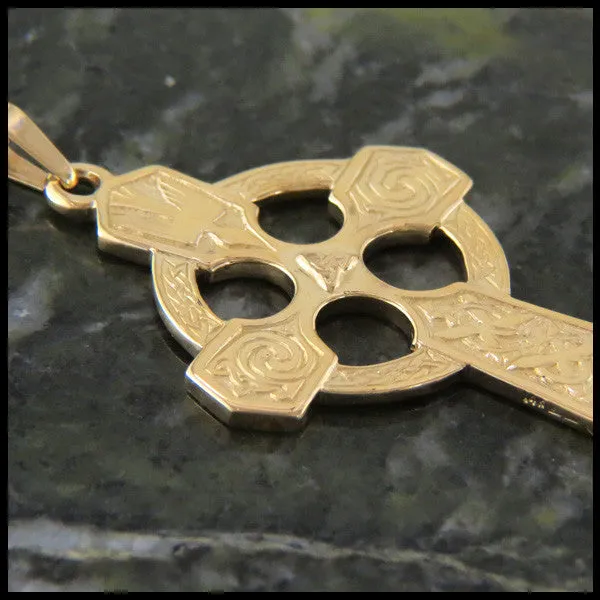 14K Gold Trinity Celtic Cross Pendant