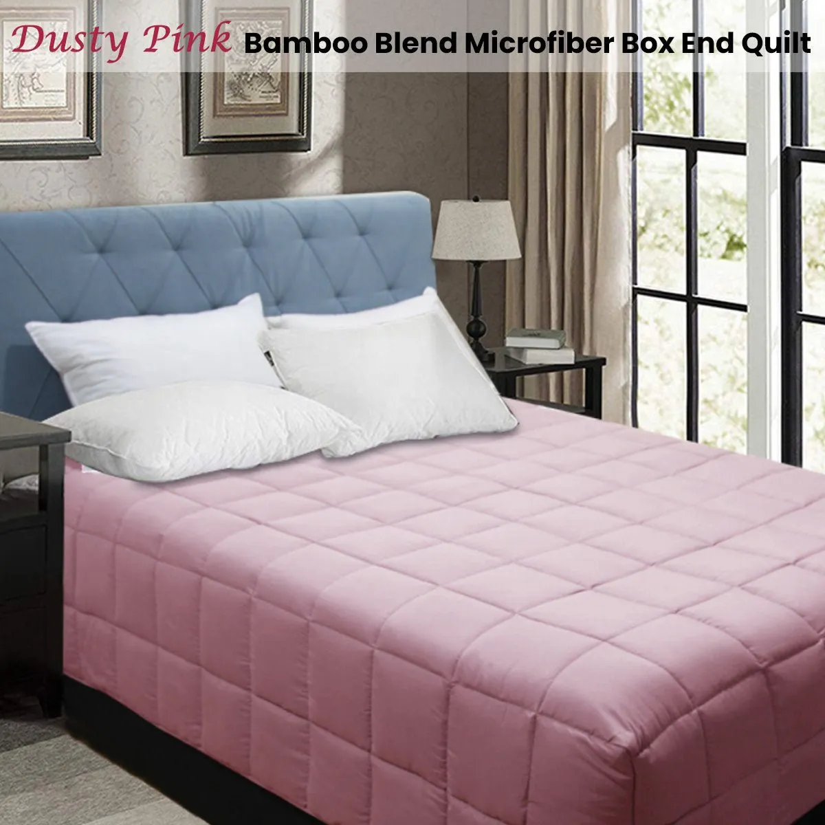 Bamboo Blend Microfiber Box End Quilt Dusty Pink Single