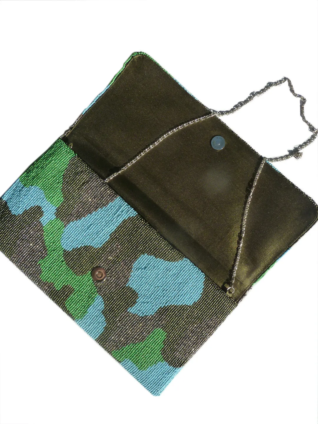 Beaded Large Envelope Clutch Bag Camouflage