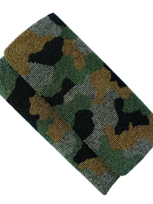 Beaded Large Envelope Clutch Bag Camouflage