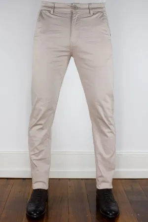 Beige Cotton Stretch Chino