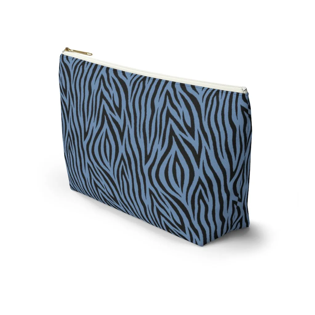 Blue Zebra Accessory Pouch w T-bottom