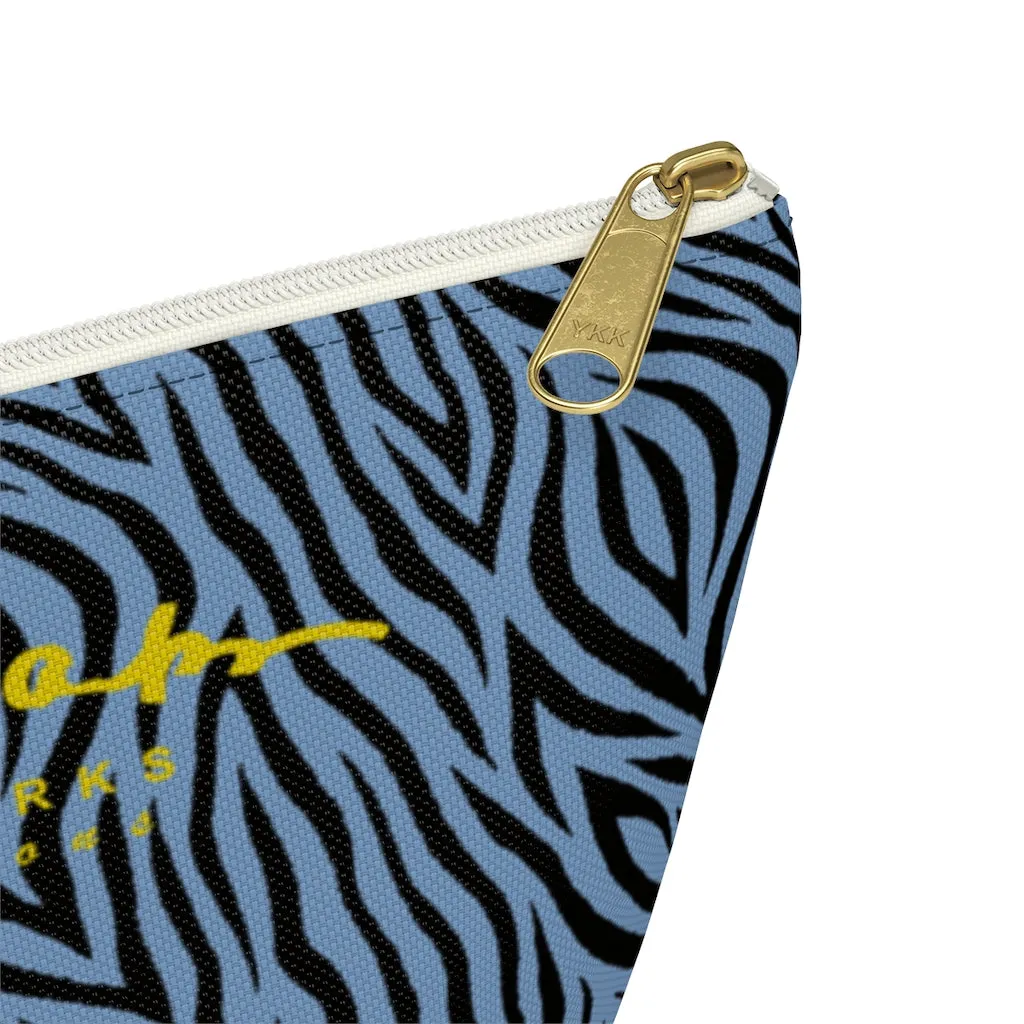 Blue Zebra Accessory Pouch w T-bottom