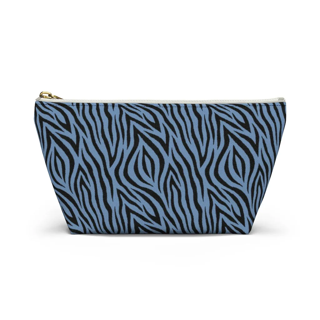 Blue Zebra Accessory Pouch w T-bottom