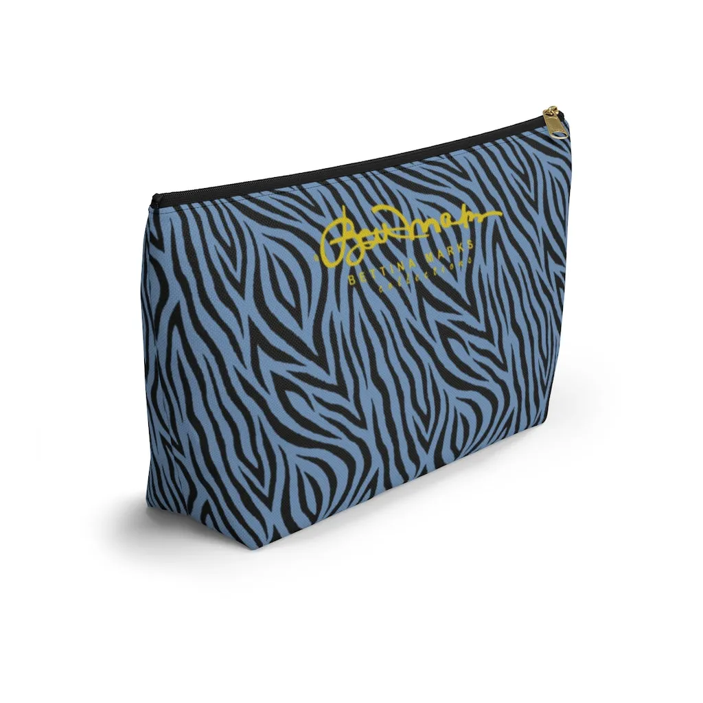 Blue Zebra Accessory Pouch w T-bottom