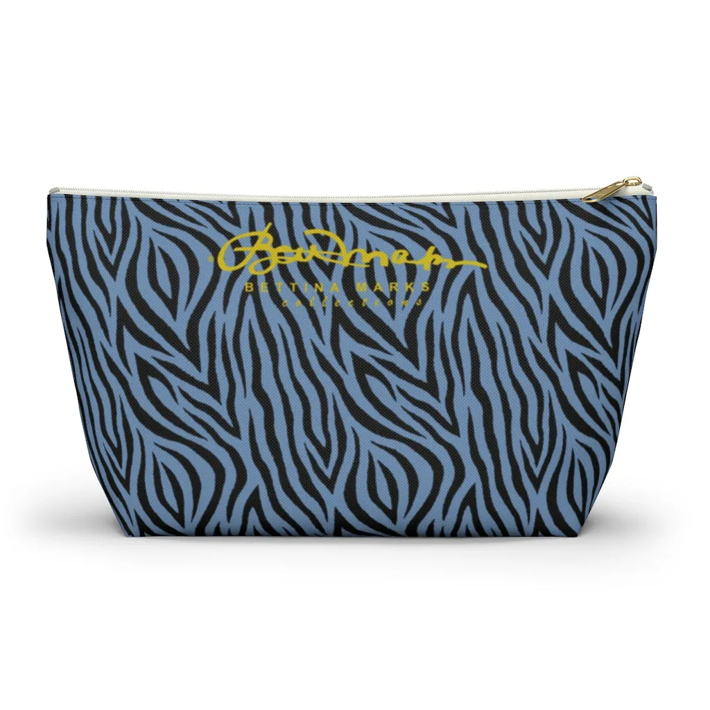 Blue Zebra Accessory Pouch w T-bottom