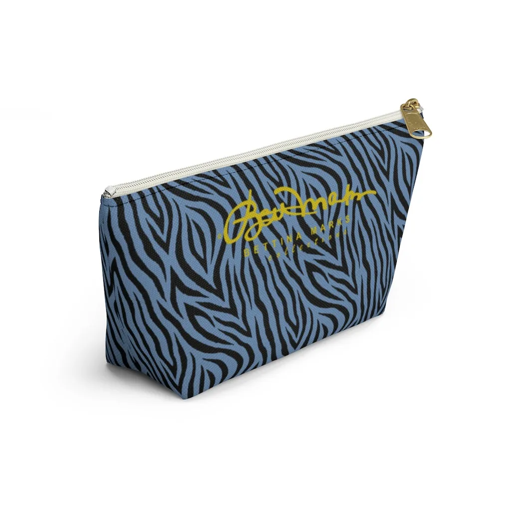 Blue Zebra Accessory Pouch w T-bottom