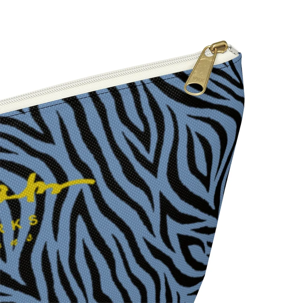 Blue Zebra Accessory Pouch w T-bottom