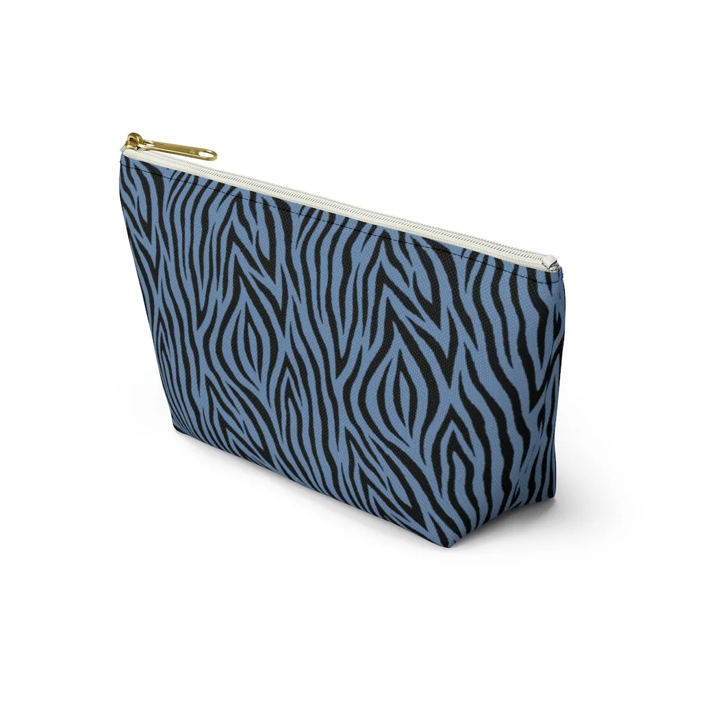 Blue Zebra Accessory Pouch w T-bottom