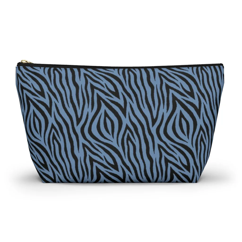 Blue Zebra Accessory Pouch w T-bottom