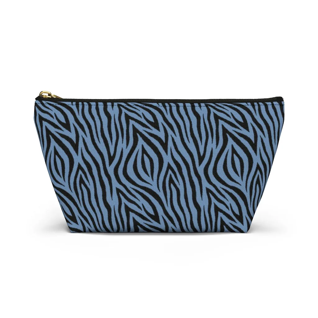 Blue Zebra Accessory Pouch w T-bottom