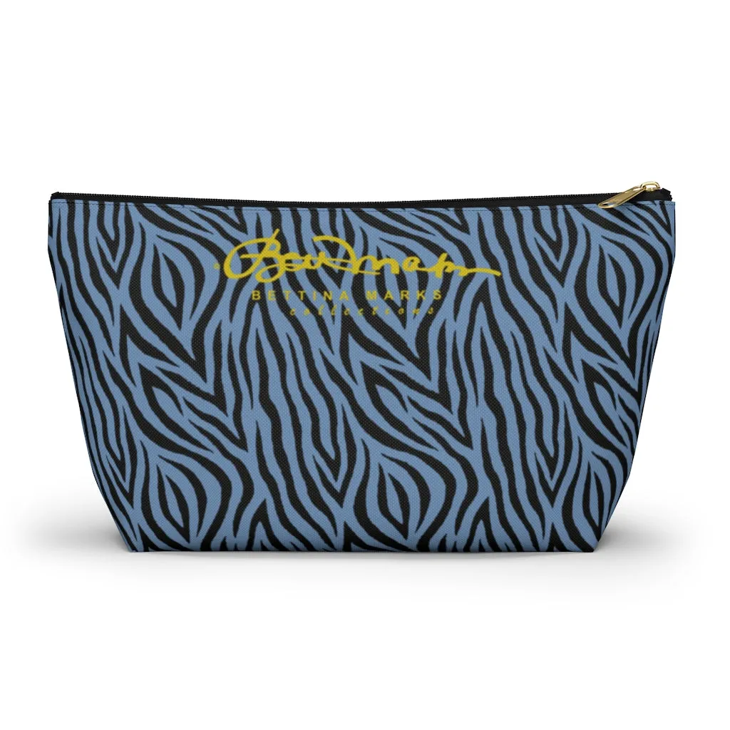 Blue Zebra Accessory Pouch w T-bottom