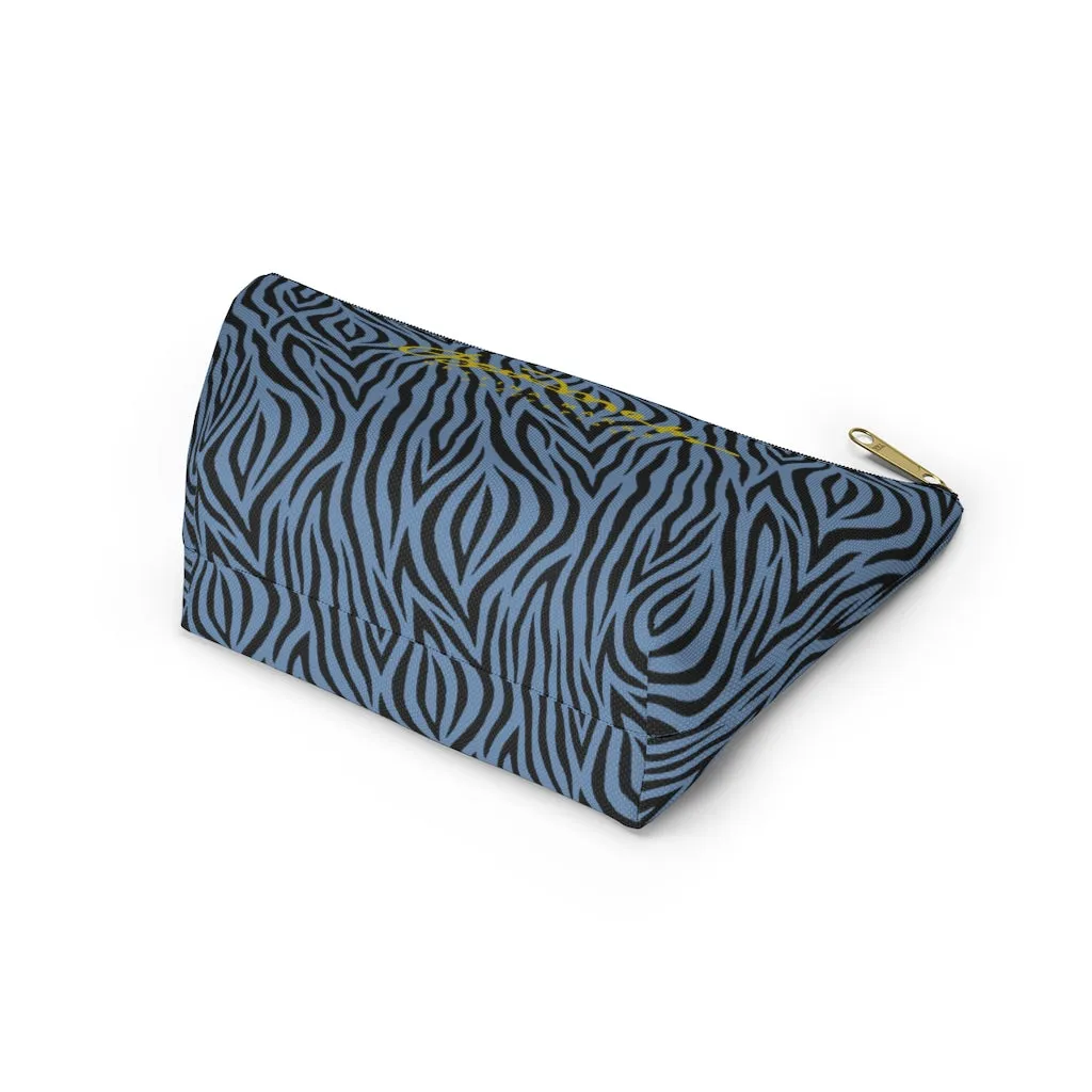 Blue Zebra Accessory Pouch w T-bottom