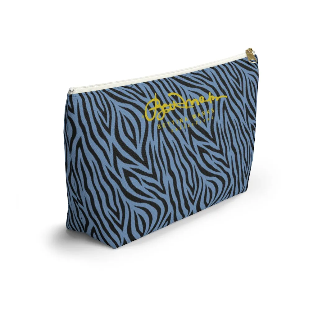 Blue Zebra Accessory Pouch w T-bottom