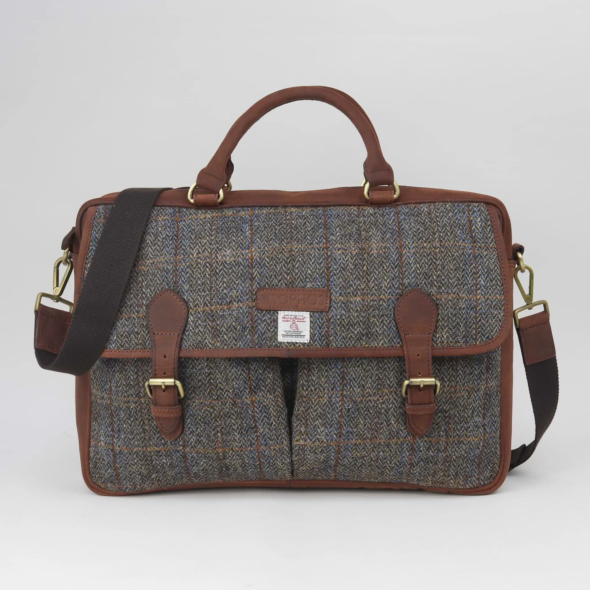 Brown Harris Tweed Briefcase - Refined Laptop Bag