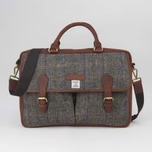 Brown Harris Tweed Briefcase - Refined Laptop Bag