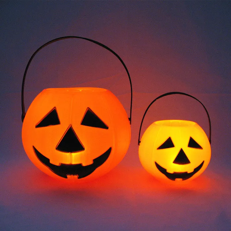 Bulk 2Pcs Halloween Led Pumpkin Candy Bucket Trick or Treat Bucket Wholesale