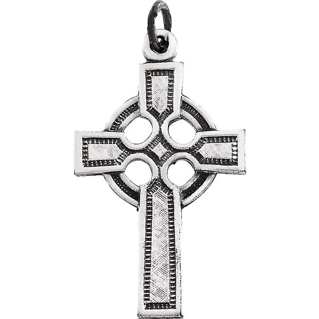 Celtic Cross Pendant in Solid 14 Karat White Gold