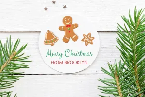 Christmas Stickers Gingerbread Man Cookies Gift Tags , Merry Christmas Labels, Happy Holidays Stickers Envelope Seals Christmas - Set of 24