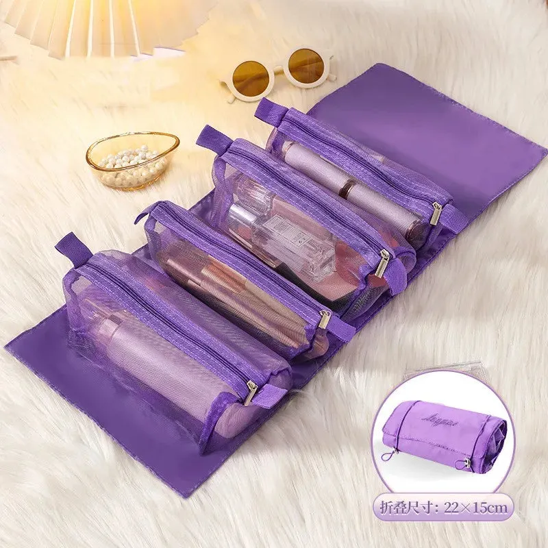 Detachable Cosmetic Bag Portable Large Capacity 4 in 1 Makeup Bags Portable Folding Travel Cosmetics Storage Toiletry Bag