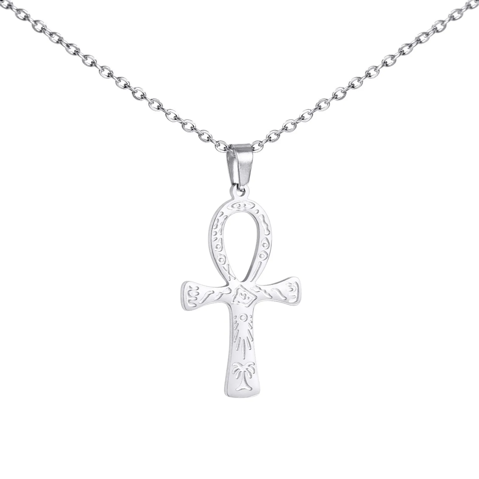 Fashion Simple Trend One-piece Delivery Personalized Corrosion Rune Cross Pendant Stainless Steel Necklace