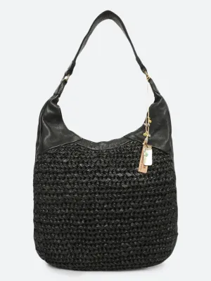 Genuine Black Leather Hand Weaving Leather Bag