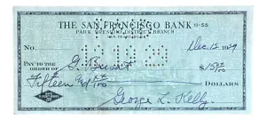 George Kelly New York Giants Signed December 12 1929  Bank Check BAS