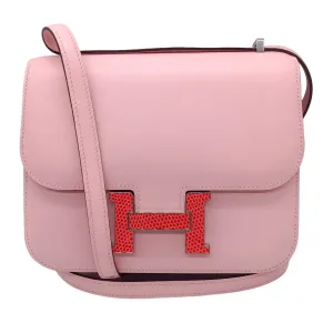 Hermes Rose Sakura Bougainvillea Lizard Constance Mini 18/19 Handbag