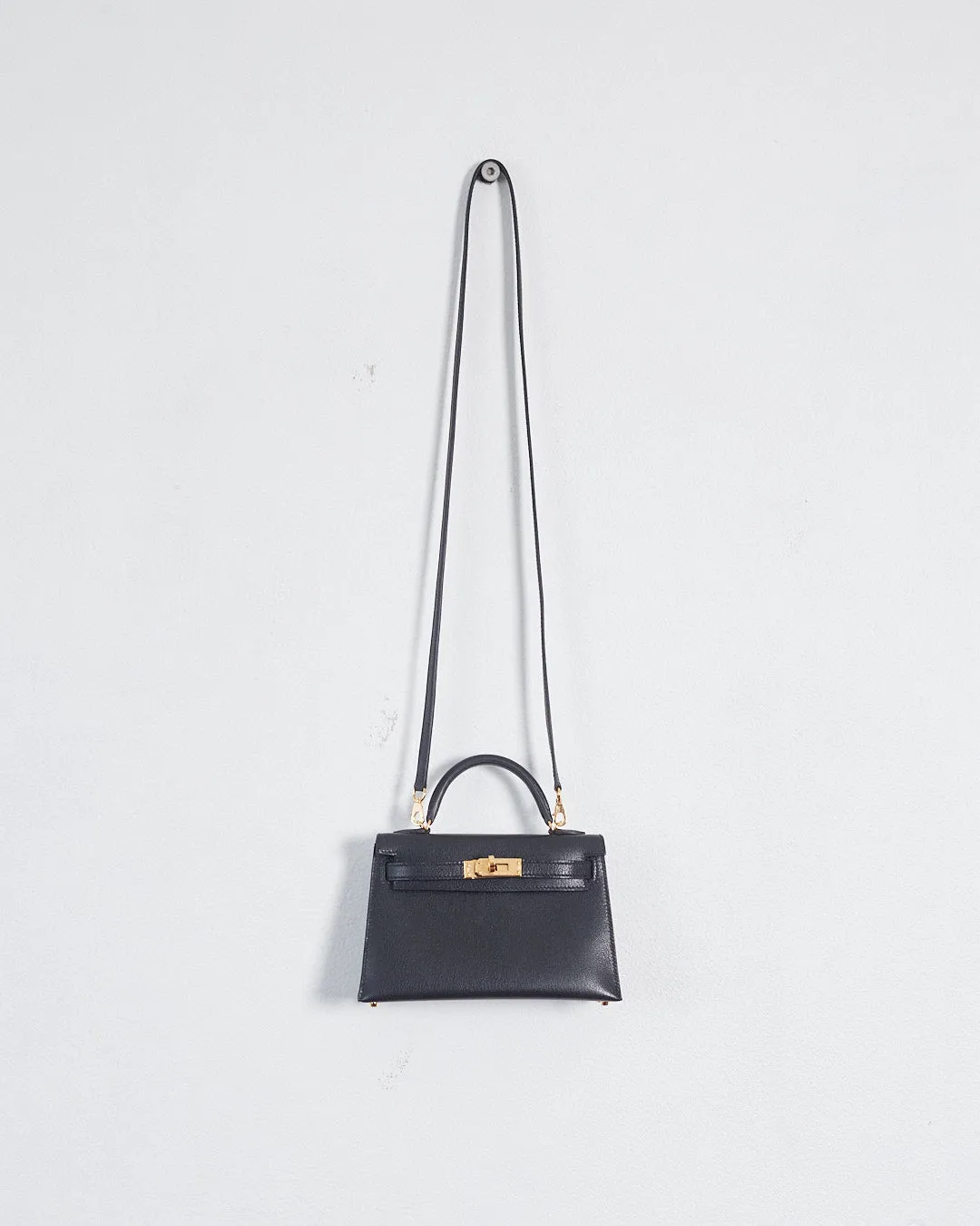 Hermès mini 'kelly' bag with gold hardware, black