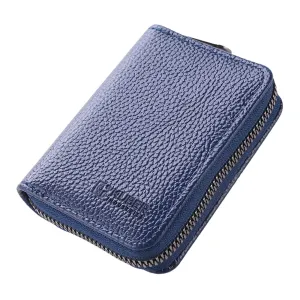 Homestic Card Holder Wallet for Men Women|Debit Credit Card Holder|Wallet for Id, Visiting Card, Buisness Card|RFID Protected|Zipper Closure|Blue