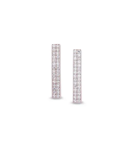 Kelly Waters Platinum Finish Pave CZ Bar Earrings (SI6035)