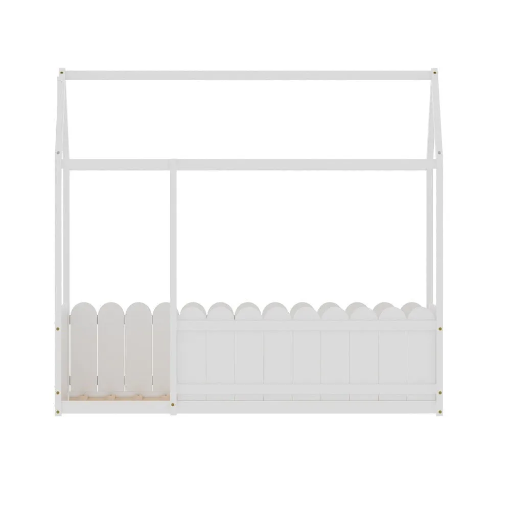 Kori House Shaped Single Wooden Bed Frame White