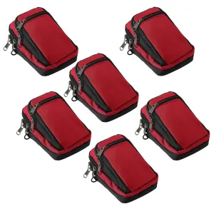 Kuber Industries Paspport Holder for Men & Women|Multifunction Passport Cover Bag|Nylon Passport Pouch for Luggage-Pack of 6 (Red)