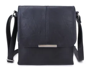 LARGE MULTI POCKET CROSS BODY MESSENGER BAG - BLACK