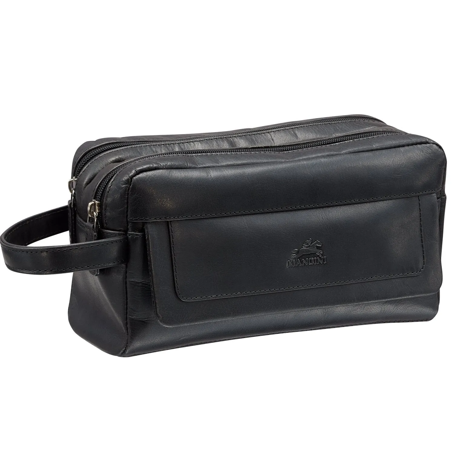 Mancini BUFFALO Double Compartment Top Zipper Toiletry Kit