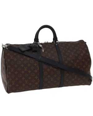 Monogram Macassar Keepall Bandouliere 55 M56714 Auth 28882A