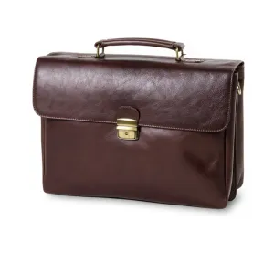 Quindici Leather Flapover Briefcase - Light Brown