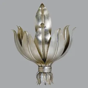 Silver Metal Wall Light Formed In The Style Of Leaves