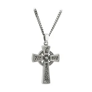 Silver Oxidised Celtic Cross Pendant (large)