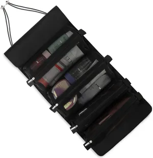 SITTELLA® Hanging Roll Up Makeup Cosmetic Travel Organizer Storage Bag for Women Multipurpose Toiletry Kit 4 Removable Storage Bags for Makeup, First Aids, Medicine, Personal Care Black Color