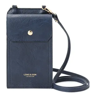 SMALL NAVY BLUE MOBILE PHONE HOLDER CROSS BODY BAG