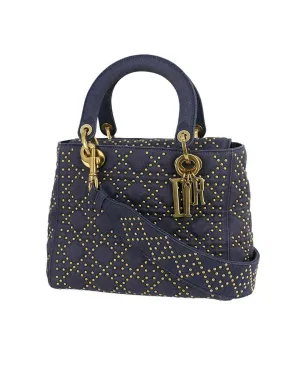 Studded Denim Supple Lady Bag with Detachable Strap