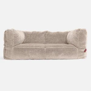 The 2 Seater Albert Sofa Bean Bag - Teddy Faux Fur Mink