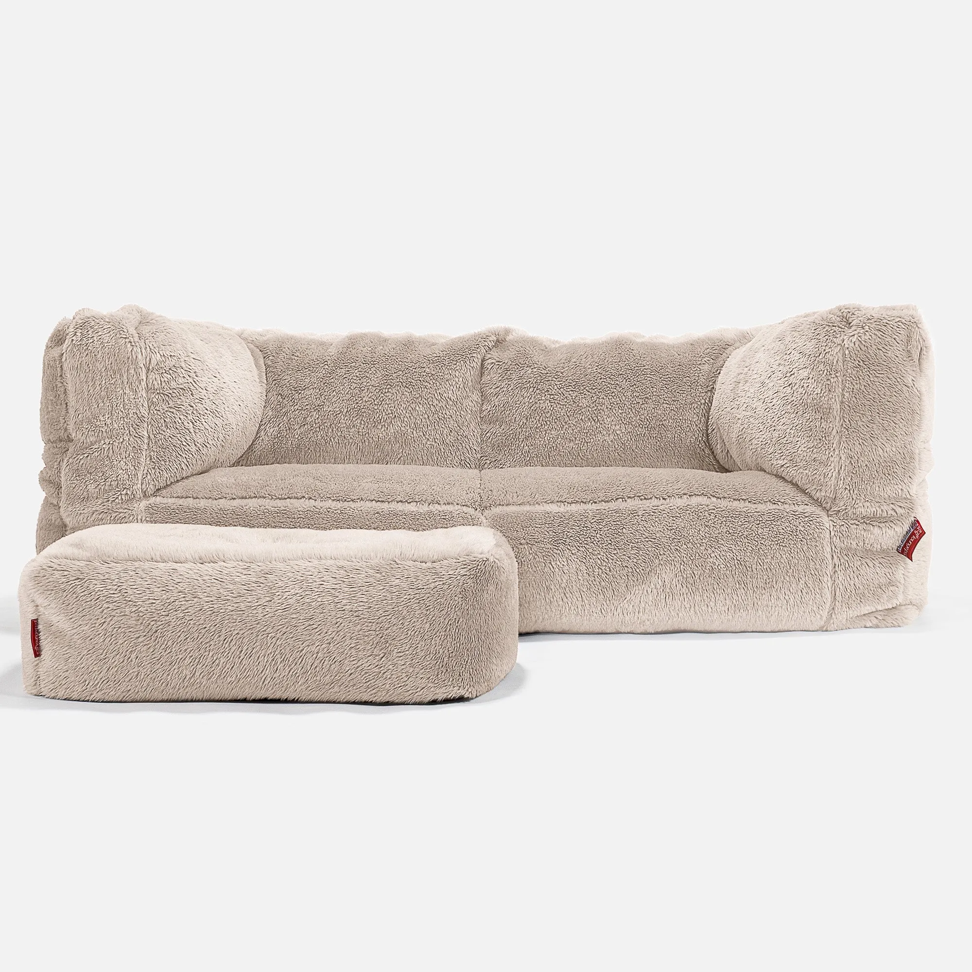 The 2 Seater Albert Sofa Bean Bag - Teddy Faux Fur Mink