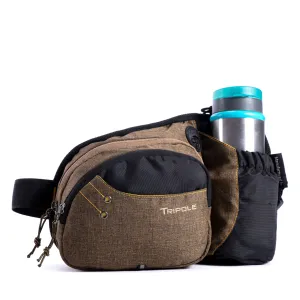 Tripole Hydra Waist Pack with Bottle Holder for Running, Cycling and Daily Use | Brown Melange