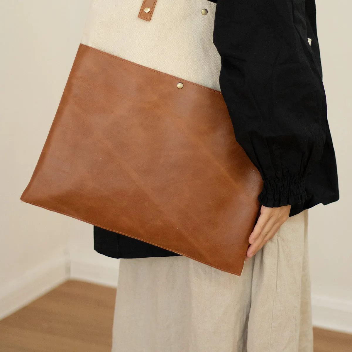 Two Tone Canvas Tote Canvas And Leather Tote Bag Canvas Leather Tote Bag Canvas And Leather Bag