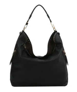 Two Tone Hobo Bag With Side Zipper